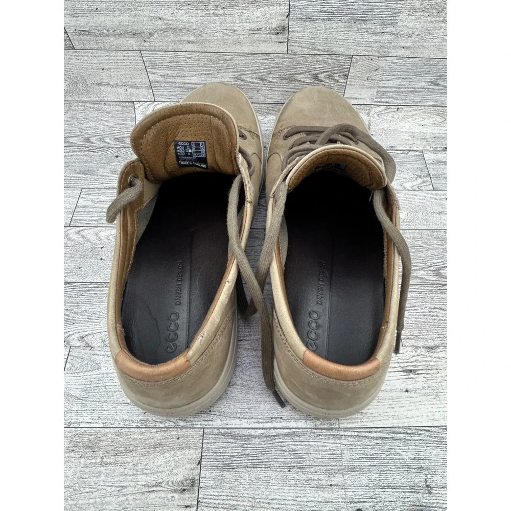ECCO Men's Casual Sneakers Taupe Leather Lace Up Comfort Size 11 EU‎ 45